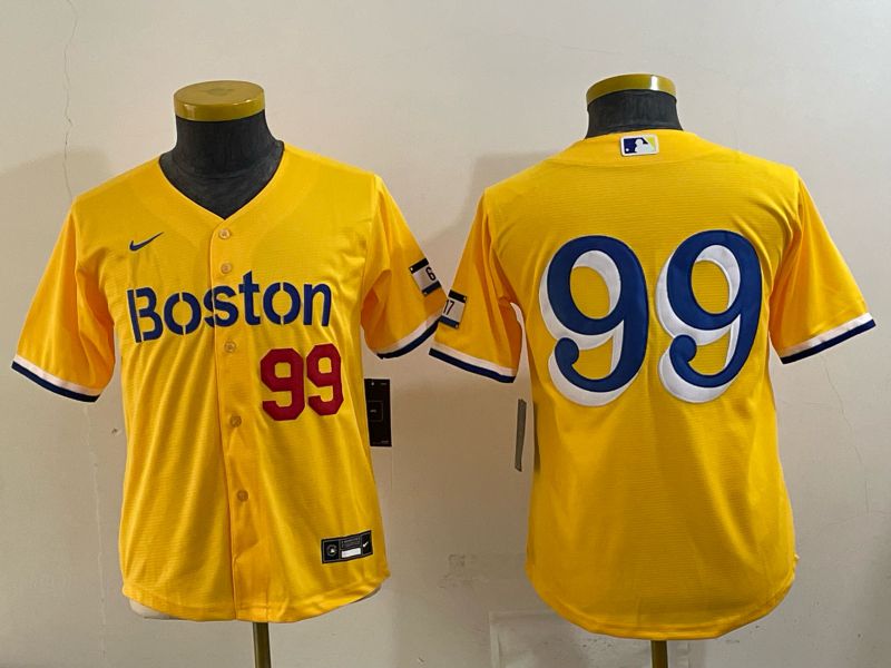 Youth 2025 Boston Red Sox #99 No Name Yellow Nike MLB Jersey 03